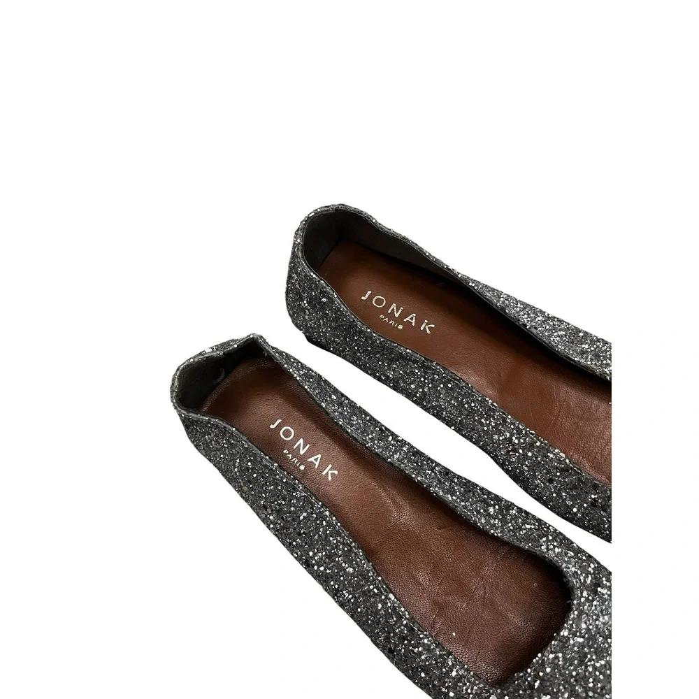 Jonak Paris glitter square-toe ballet flats Size 36 Silver